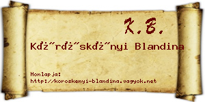 Köröskényi Blandina névjegykártya